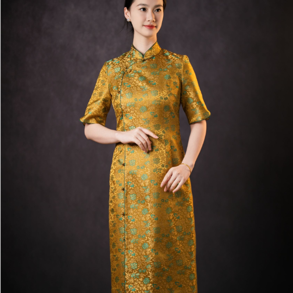 《锦上书新中式》宋锦优雅旗袍裙传统非遗高端显瘦新款100桑蚕丝