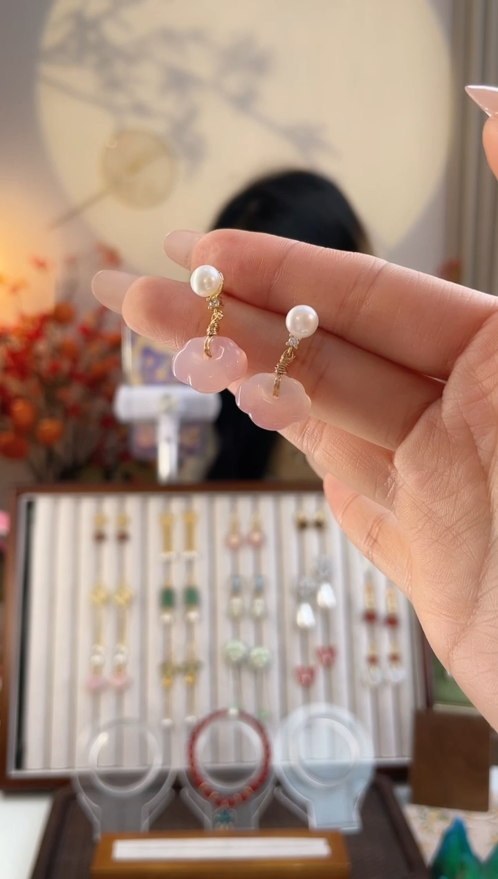 铜合金925银无阳*3-1 祥云耳钉