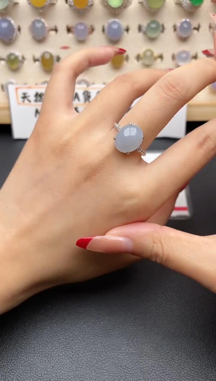 【闪购商品】翡翠戒指银S925镶嵌一物一证一礼盒