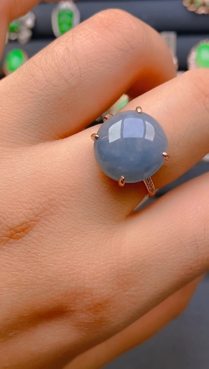 【闪购商品】翡翠戒指银S925镶嵌天然A货翡翠1