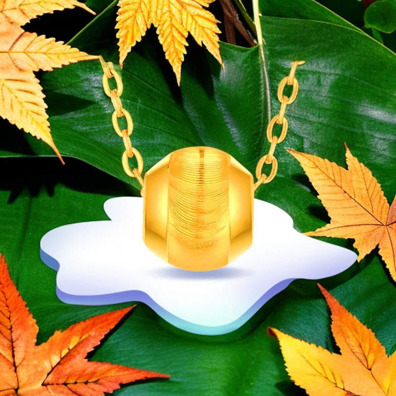 【中国黄金】足金时尚猫眼吊坠5D硬金精致百搭镭射黄金吊坠JA赠银链