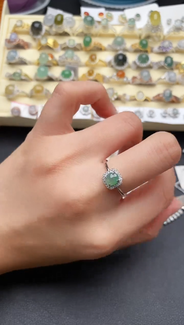 【闪购商品】翡翠戒指银S925镶嵌111111111+4