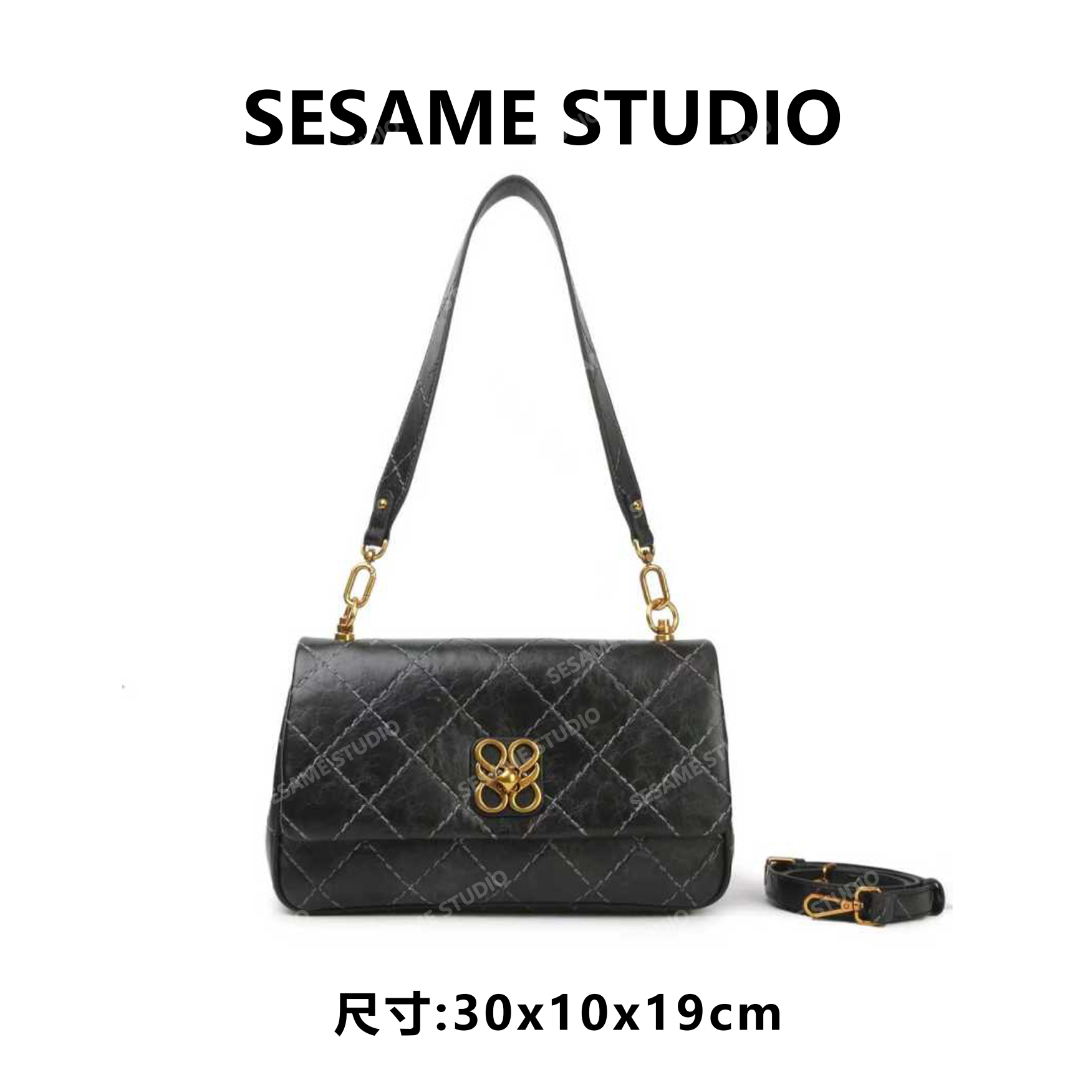 【芝麻集】BF-66679-黑色RAIN.CUN休闲时尚百搭腋下女包