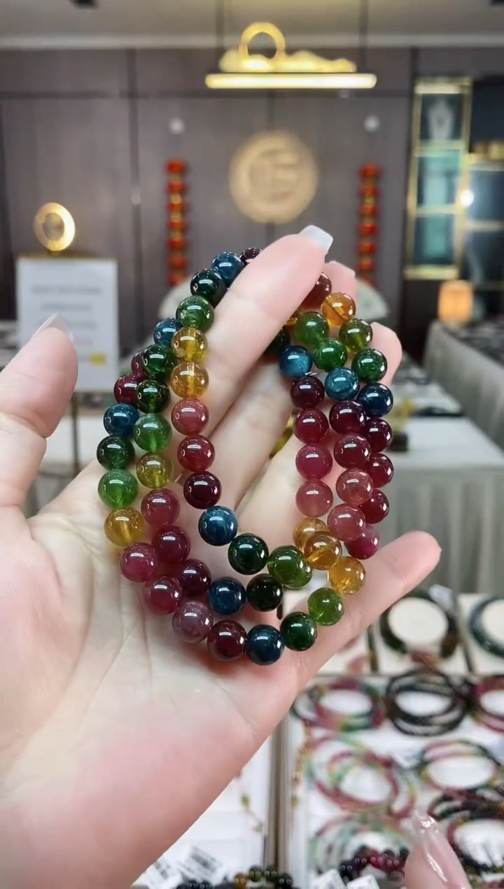 【闪购商品】碧玺三圈手串8mm+未镶嵌（多样性发一条）hon