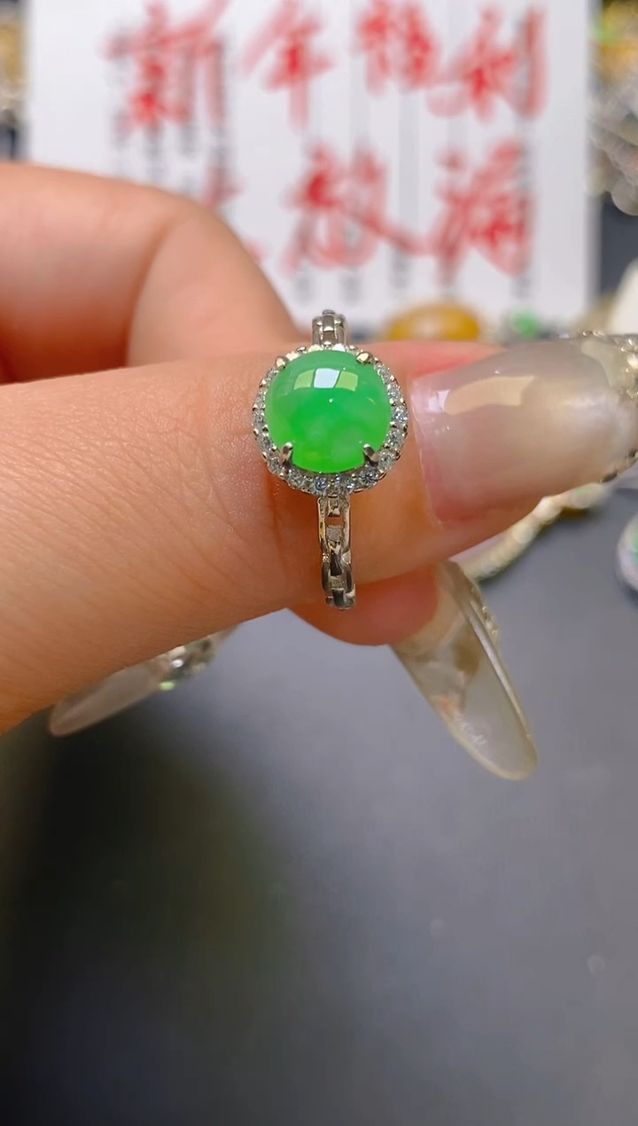 【闪购商品】翡翠耳饰银S925镶嵌天然A货翡翠1