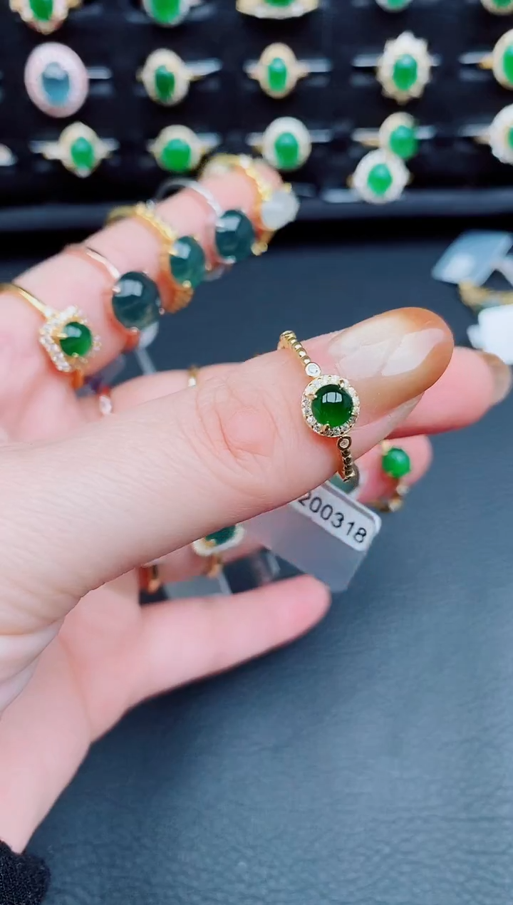 【闪购商品】翡翠戒指银S925镶嵌天然a货翡翠1