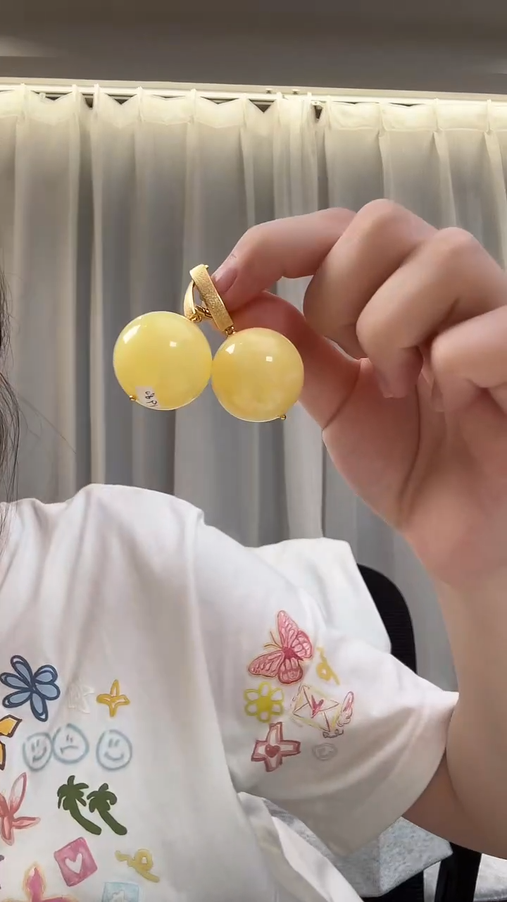 琥珀颈饰未镶嵌耳环