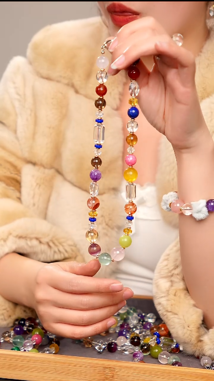 水晶摆件银S925镶嵌天然多宝水晶项链终极版