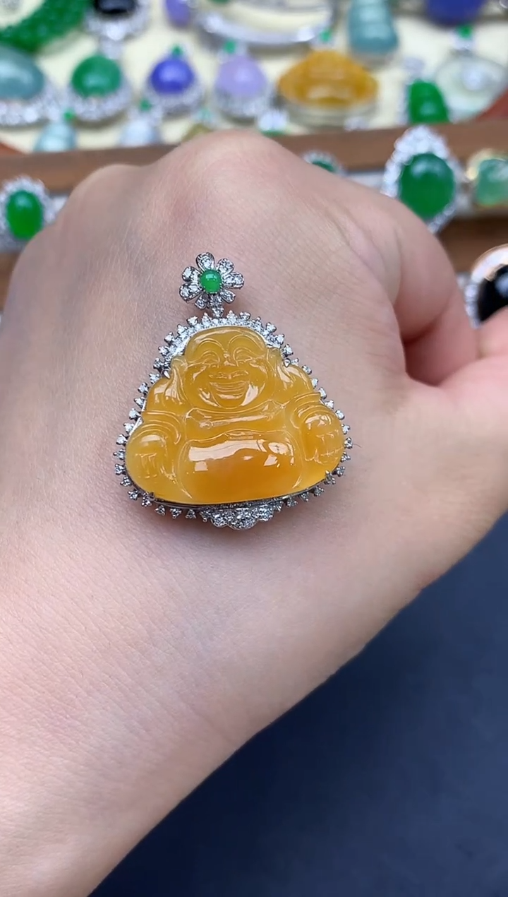 颈饰18K金镶嵌翡翠538-中国好珍宝