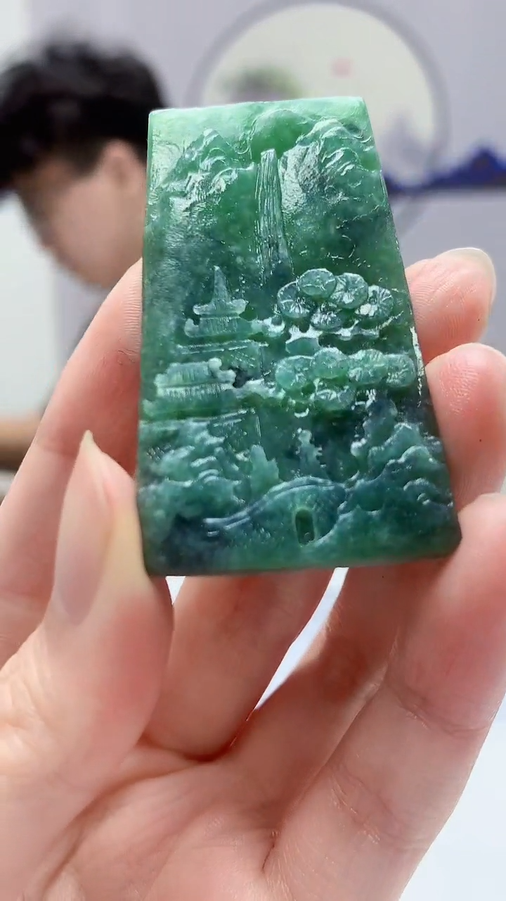 【闪购商品】定制翡翠未镶嵌4688zm-毛货挂件山水118