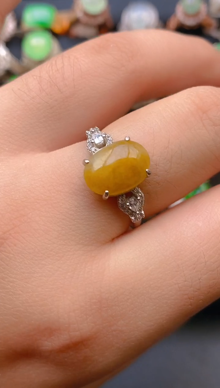 【闪购商品】翡翠戒指银S925镶嵌天然A货翡翠1