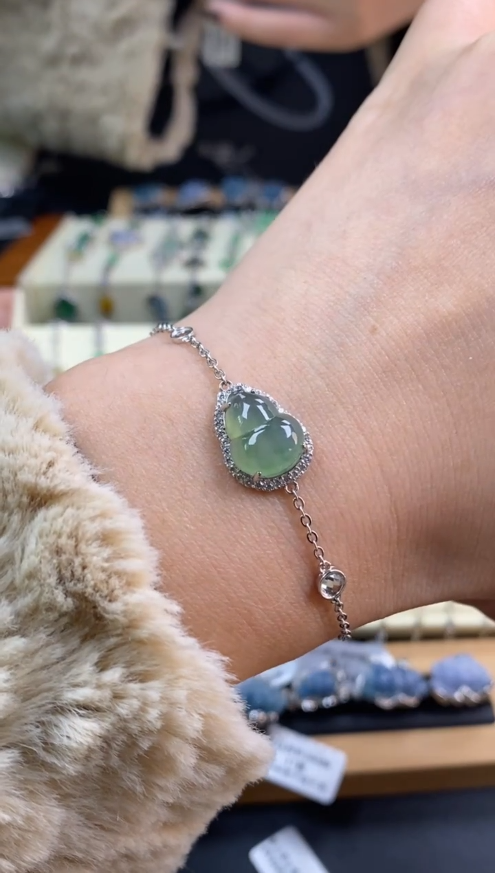 颈饰银S925镶嵌翡翠净货14355