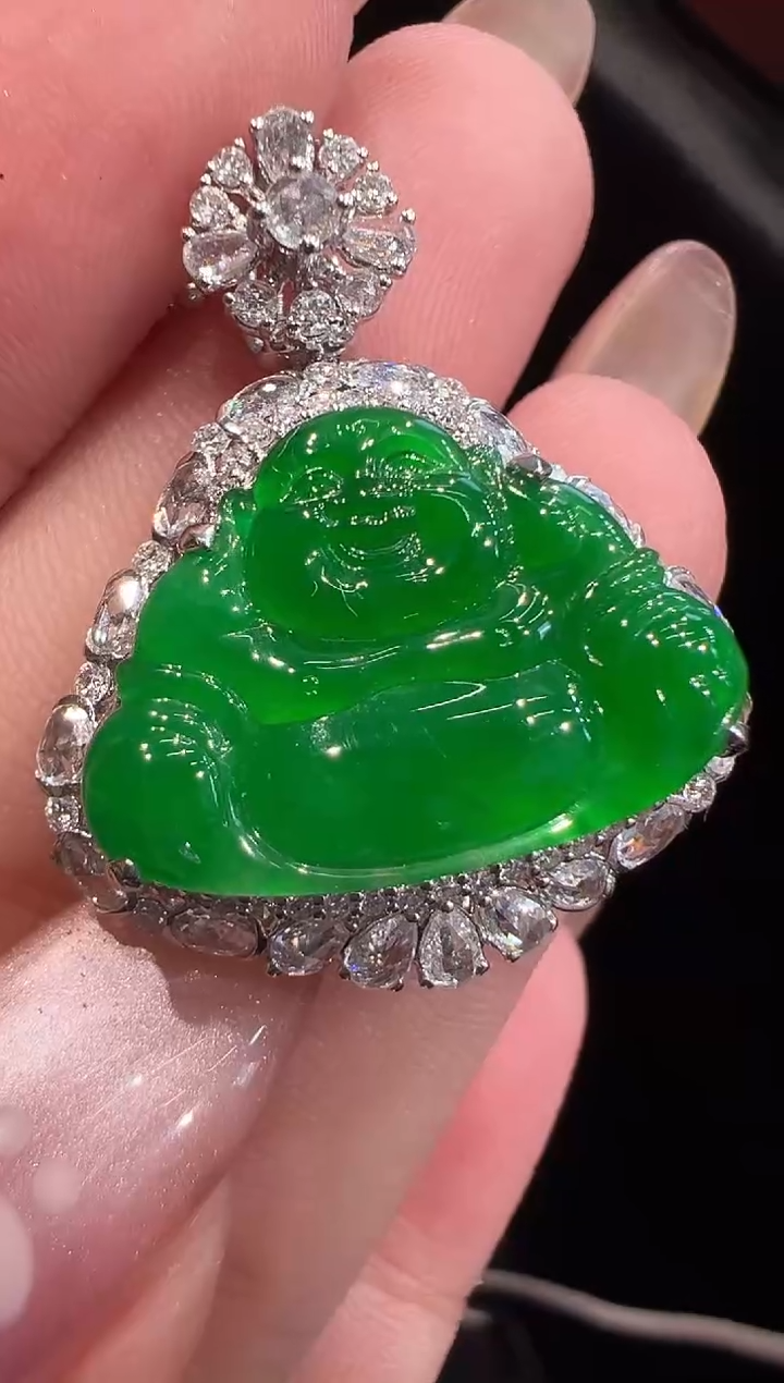 翡翠18K金镶嵌吊坠(不含链)吊坠