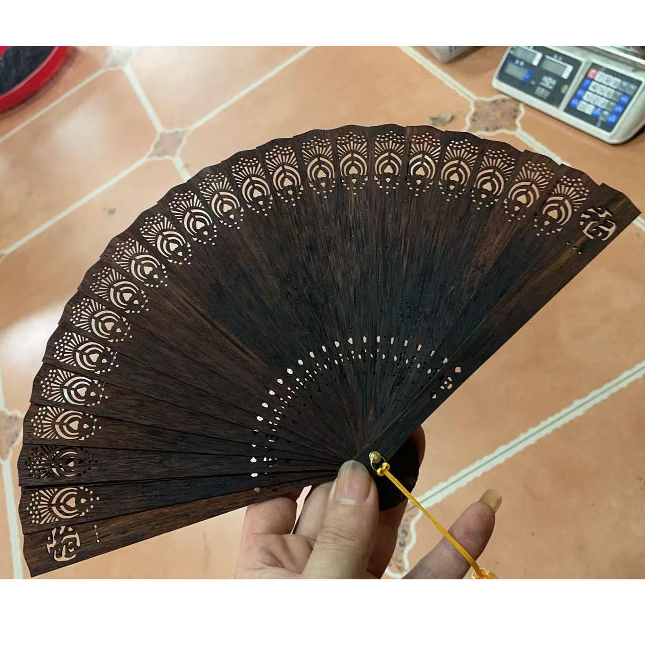 【降真香扇子】礼盒套装收藏级别精品天然缅甸小叶降真香黄油熟结料