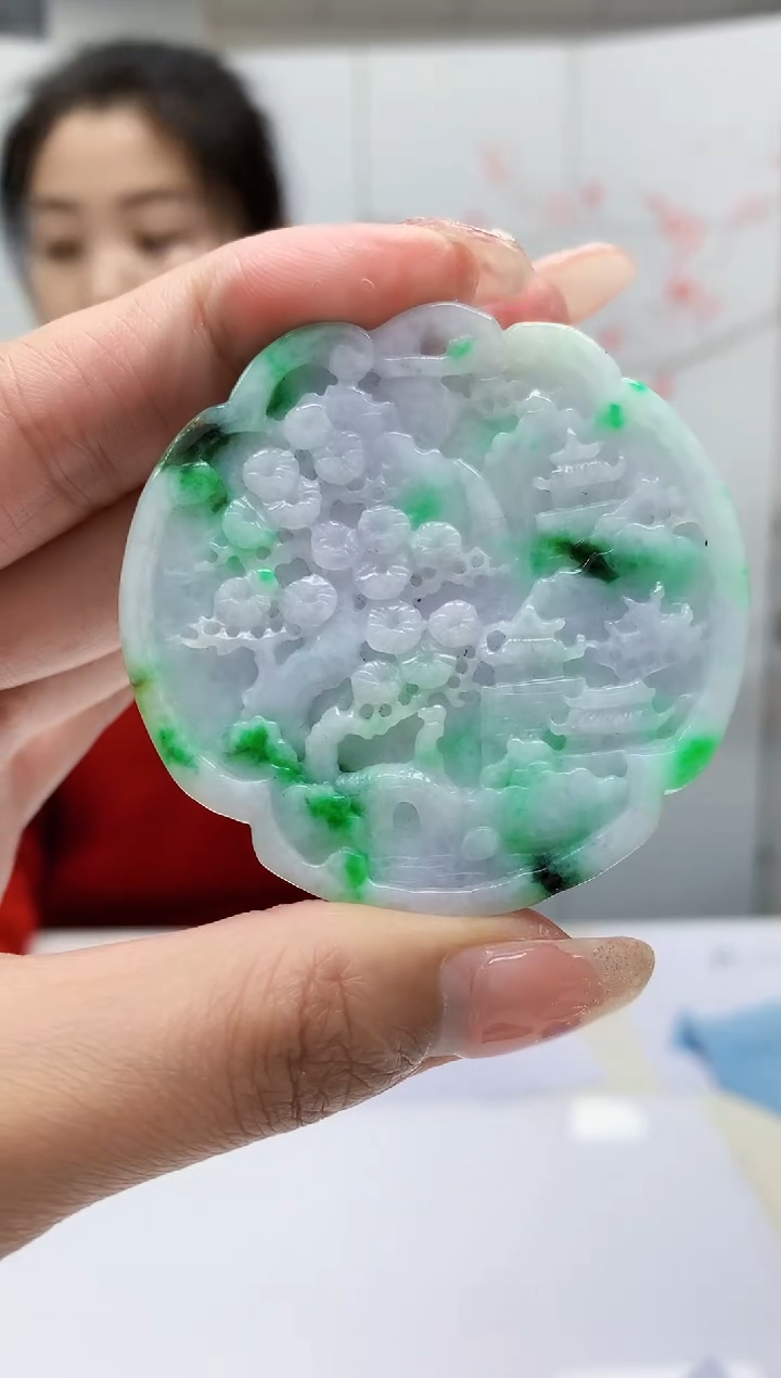 【闪购商品】定制翡翠未镶嵌4902MM-毛货挂件453