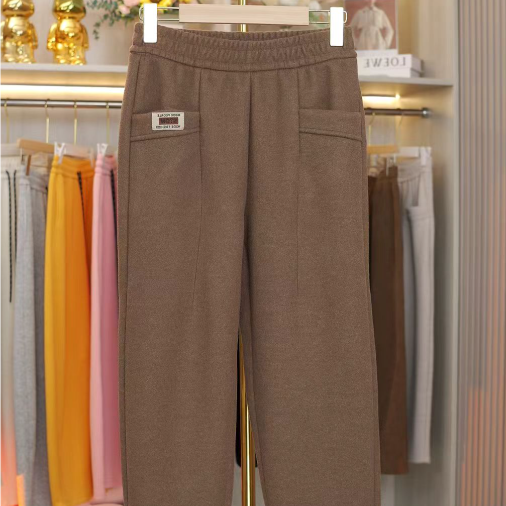 [秋冬新款] 加厚加绒 简约百搭高级次毛软毛呢哈伦小脚裤