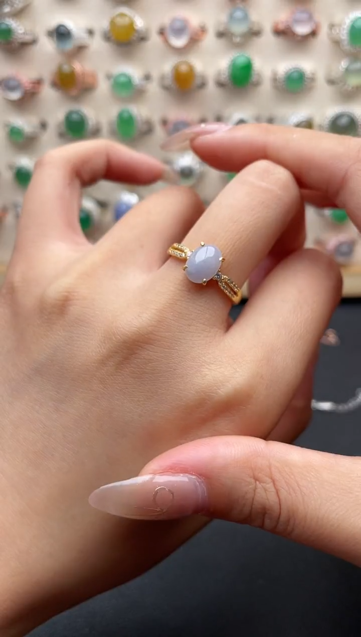 【闪购商品】翡翠戒指银S925镶嵌一物一证一礼盒