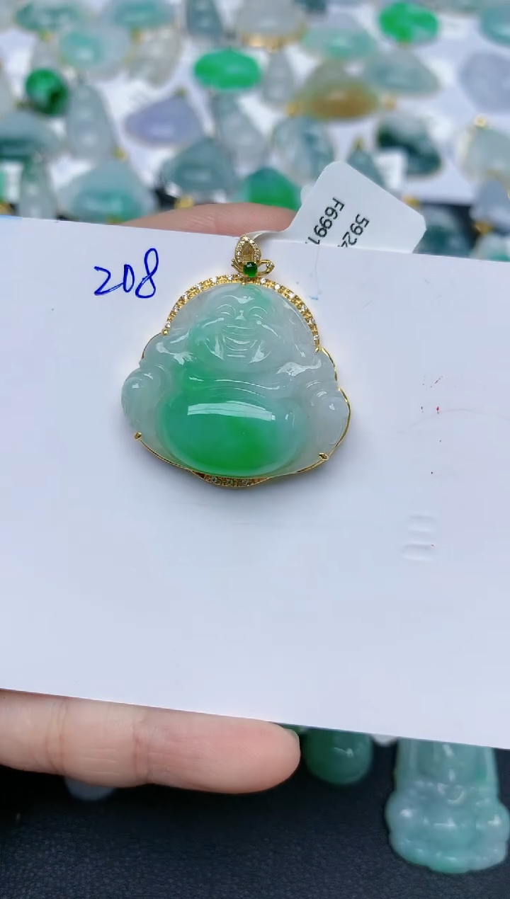 【闪购商品】翡翠颈饰18K金镶嵌天然翡翠A货    