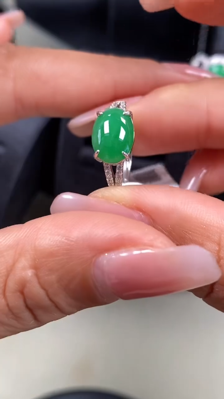 【闪购商品】翡翠戒指银S925镶嵌7916