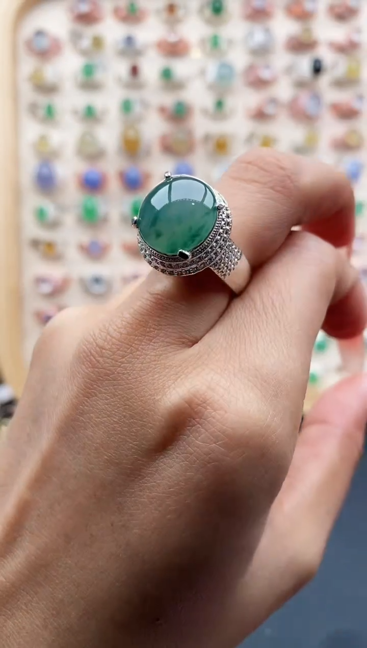 【闪购商品】翡翠戒指未镶嵌缅甸天然A货翡翠444  8-3