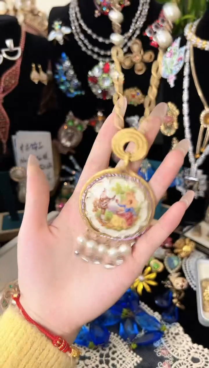 铜合金合成碳硅石844瓷板画高货项链