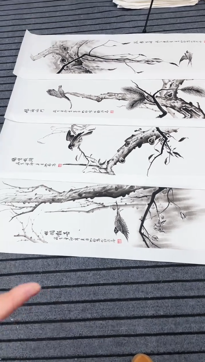 精品国画花鸟作品条屏