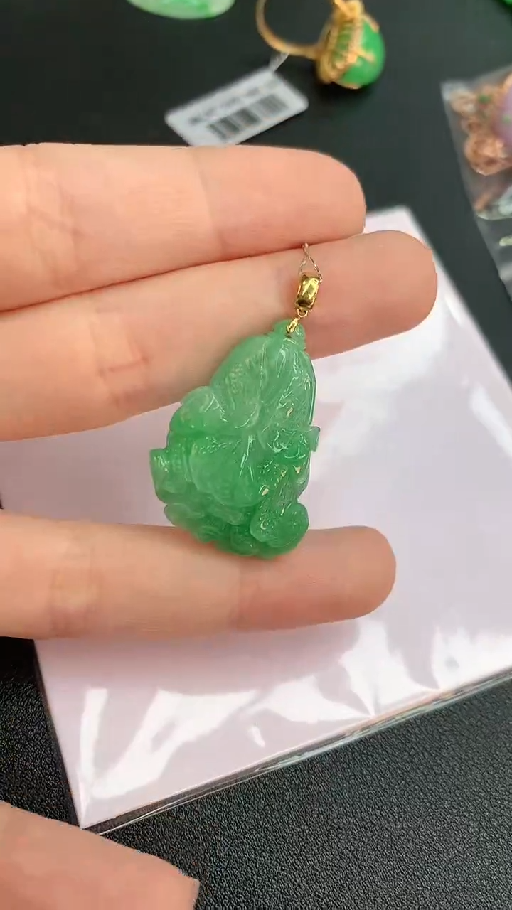 【闪购商品】翡翠颈饰18K金镶嵌赠礼盒证书  敏
