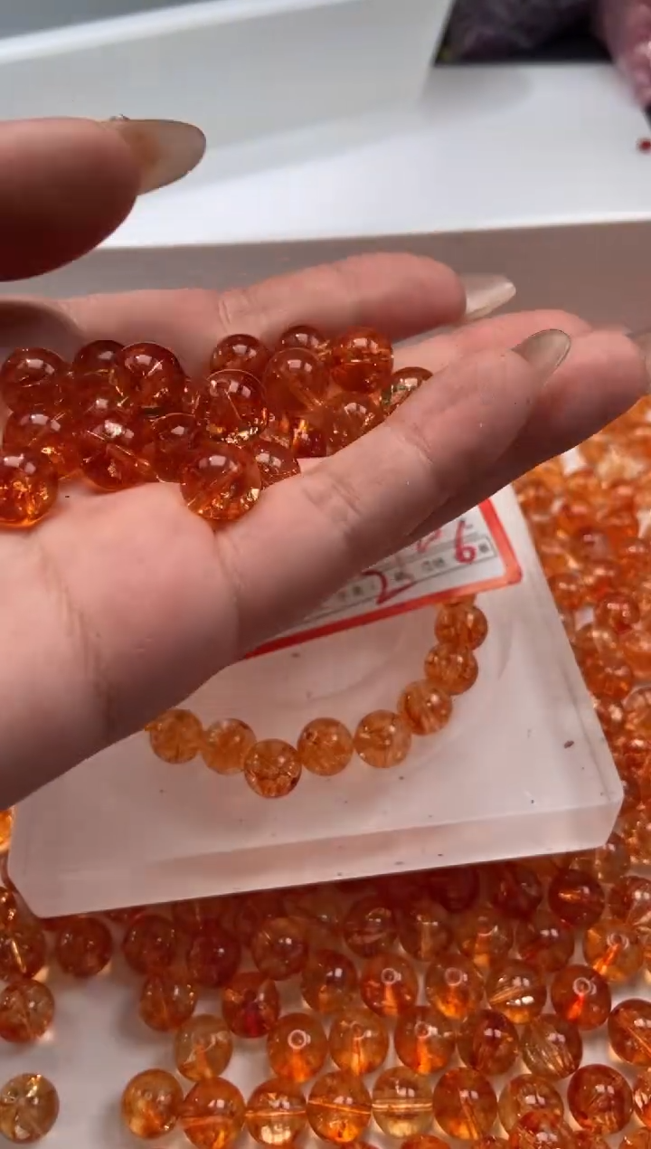 颈饰未镶嵌水晶W1720金橙色碧玺10mm*10颗