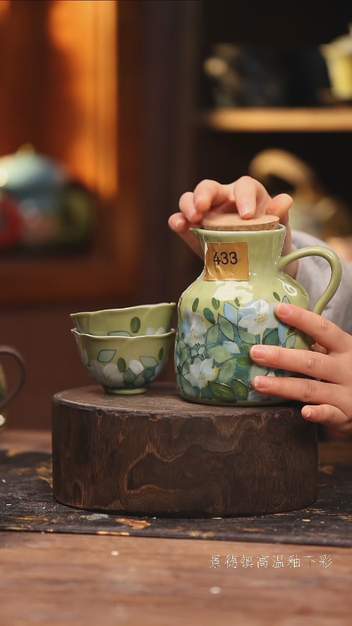 陶瓷景德镇高温釉下手绘陶瓷@L433@