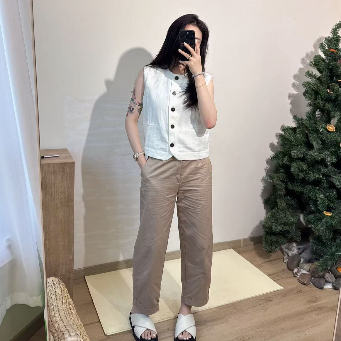 DR-高品短款亚麻马甲