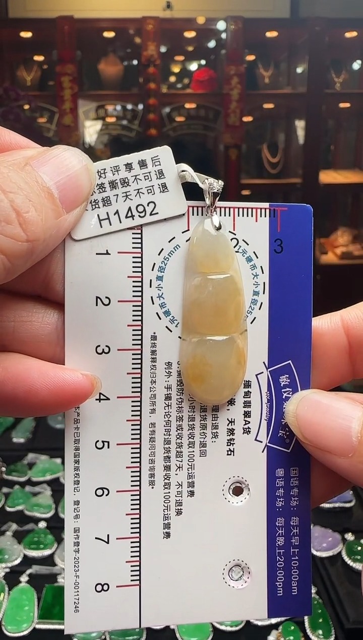 【闪购商品】翡翠颈饰18K金镶嵌H1492冰黄富贵豆