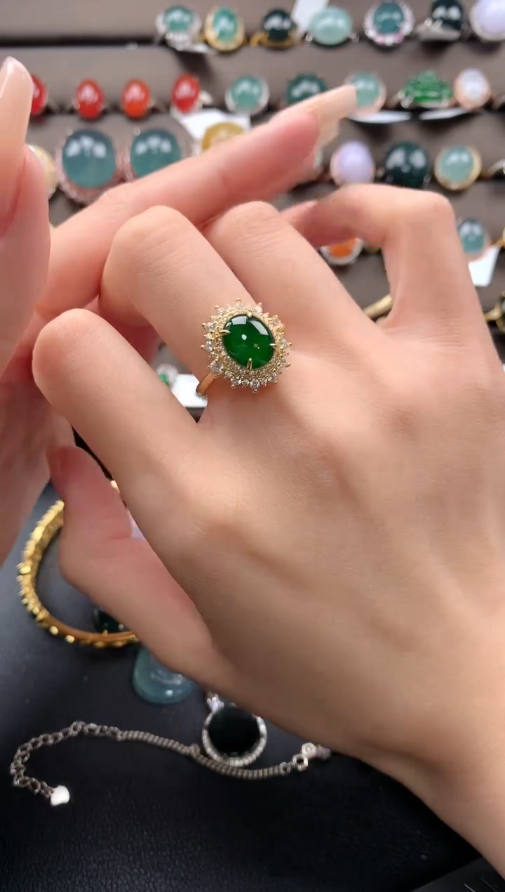 【闪购商品】翡翠戒指银S925镶嵌432432