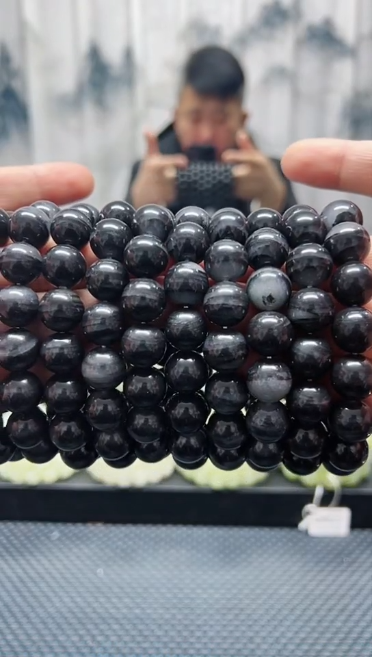 未镶嵌手串和田玉戈壁青花卡14纯天然