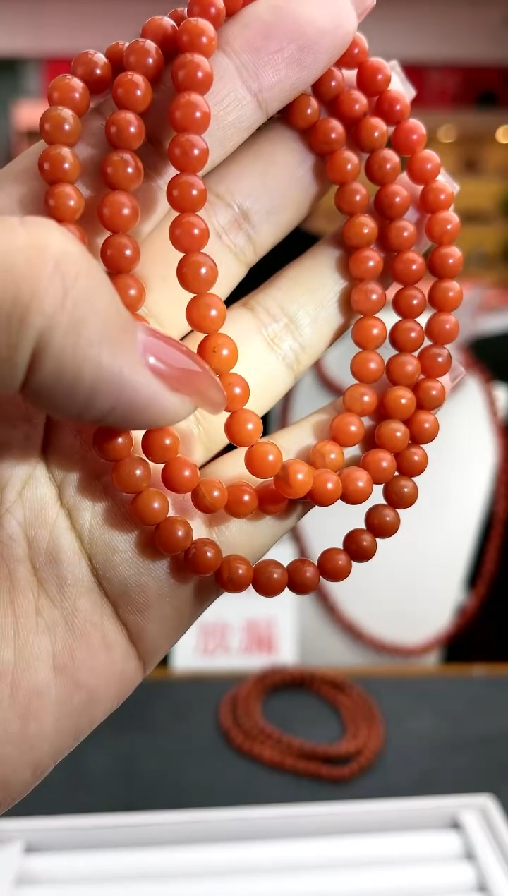 【闪购商品】南红玛瑙卡6保山杨柳哑光长链（有矿点）未镶嵌一件18