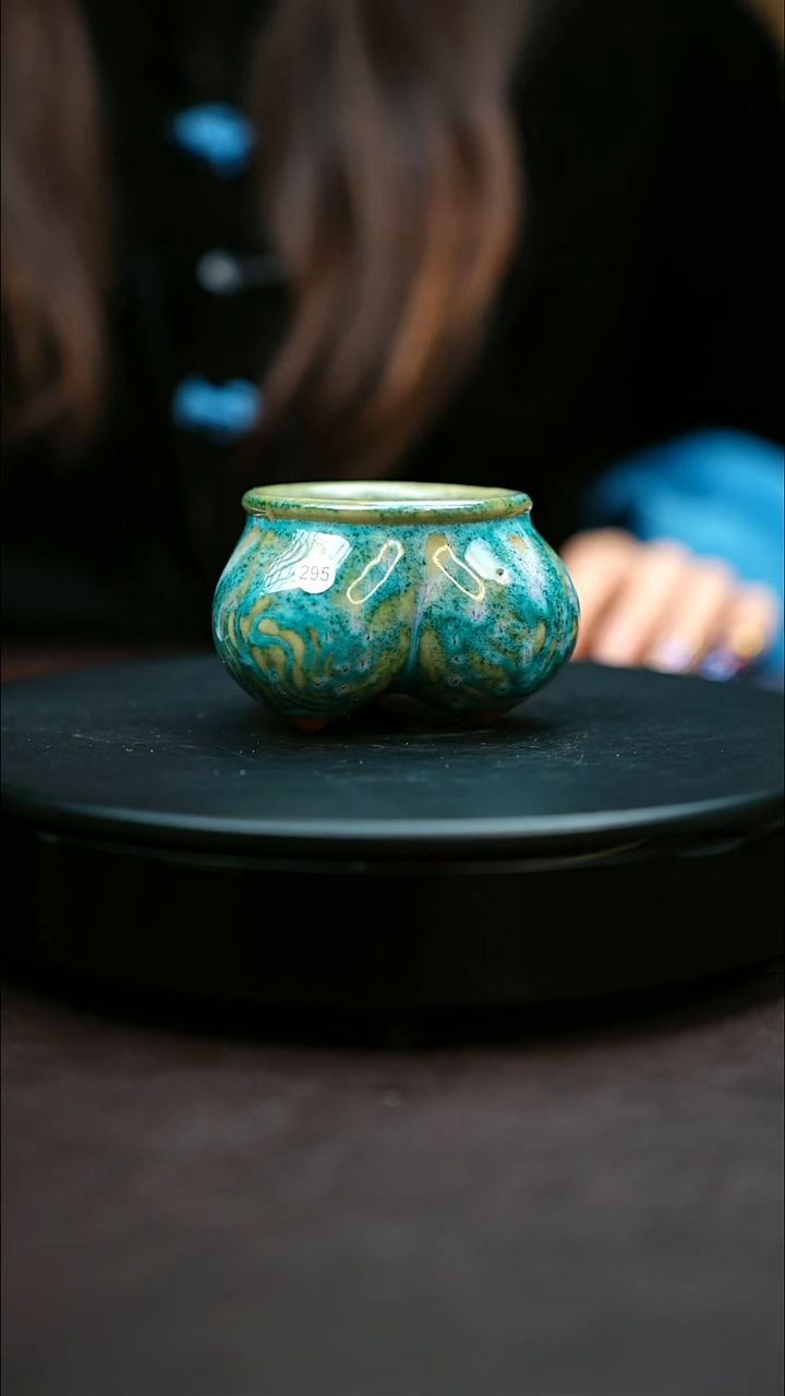 295#原矿钧瓷炉钧釉仰韶杯