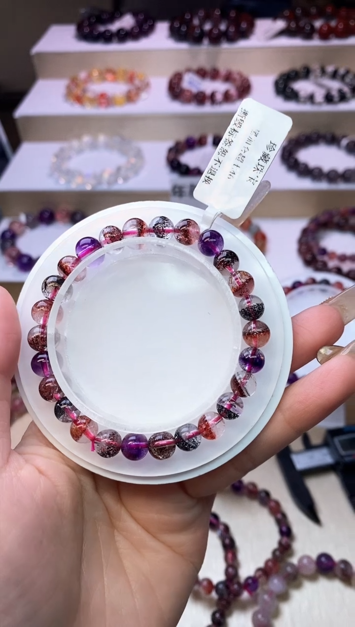 【闪购商品】水晶手链未镶嵌黑加仑超七单圈7m+