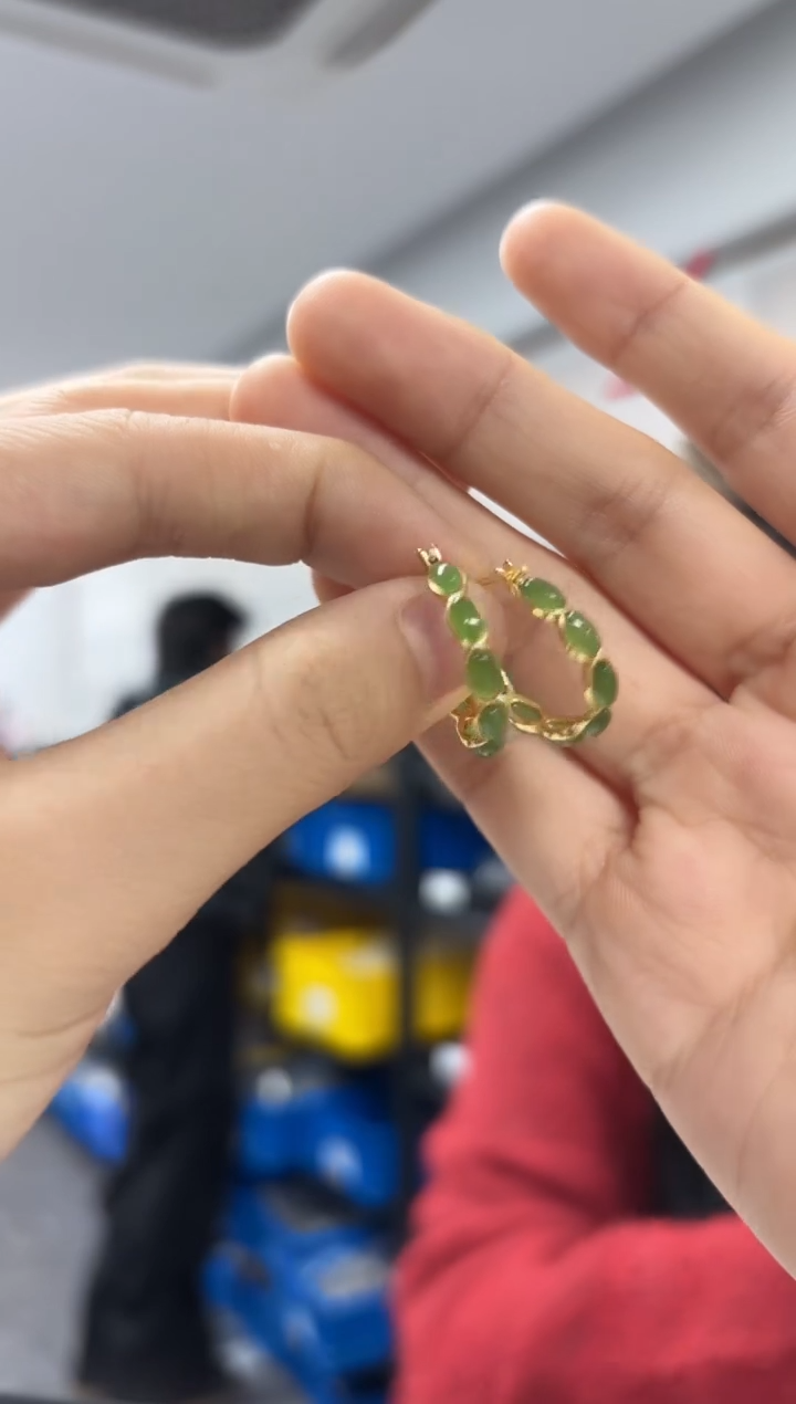 银S925镶嵌和田玉耳饰（多样性发一件）