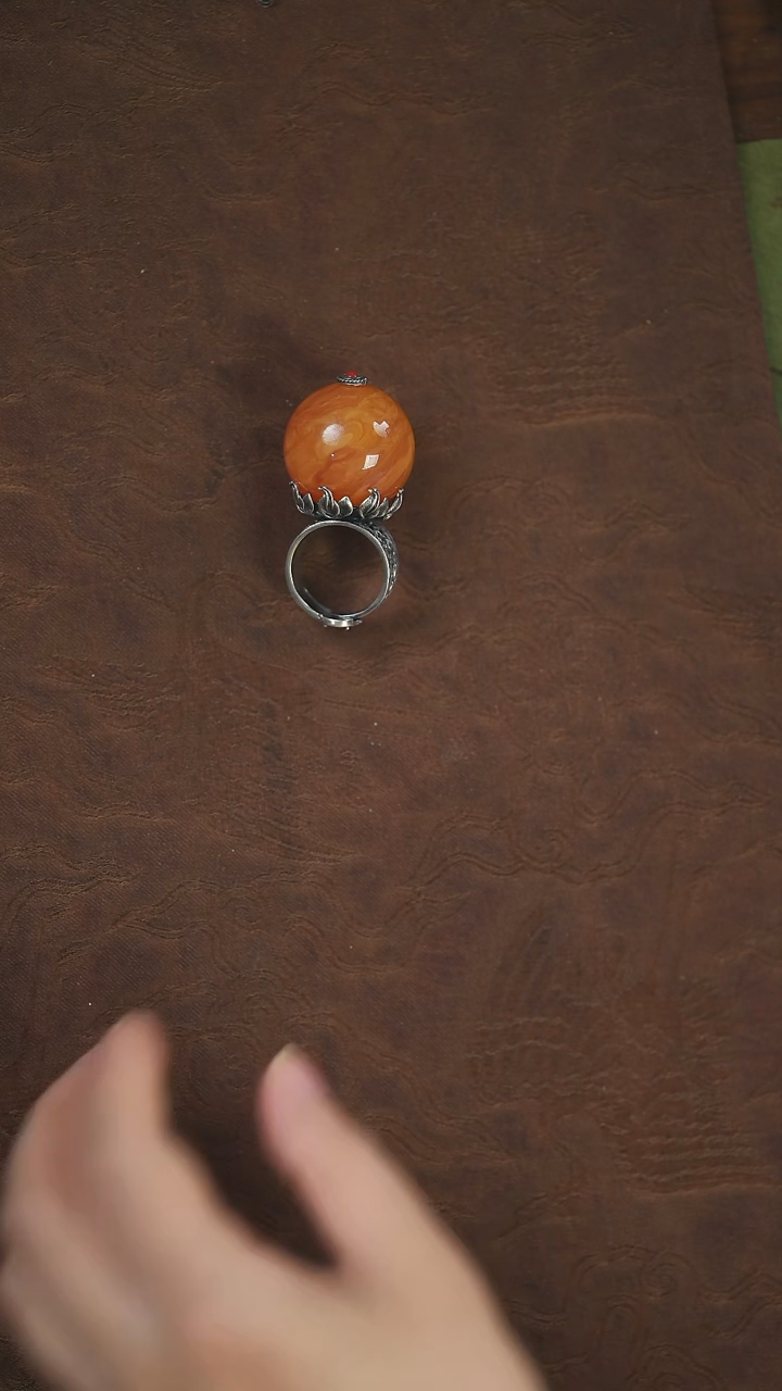 【闪购商品】琥珀颈饰未镶嵌大圆球戒指