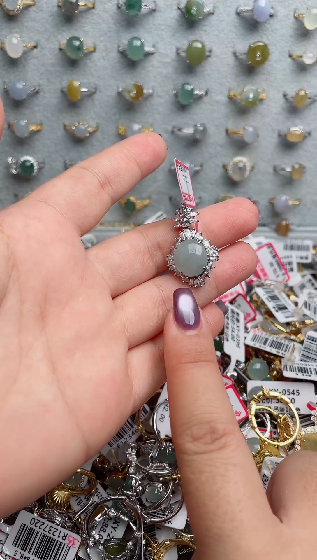 翡翠戒指银S925镶嵌.