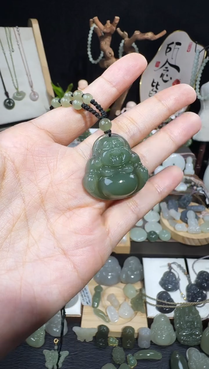颈饰未镶嵌和田玉多*噢30高冰佛公