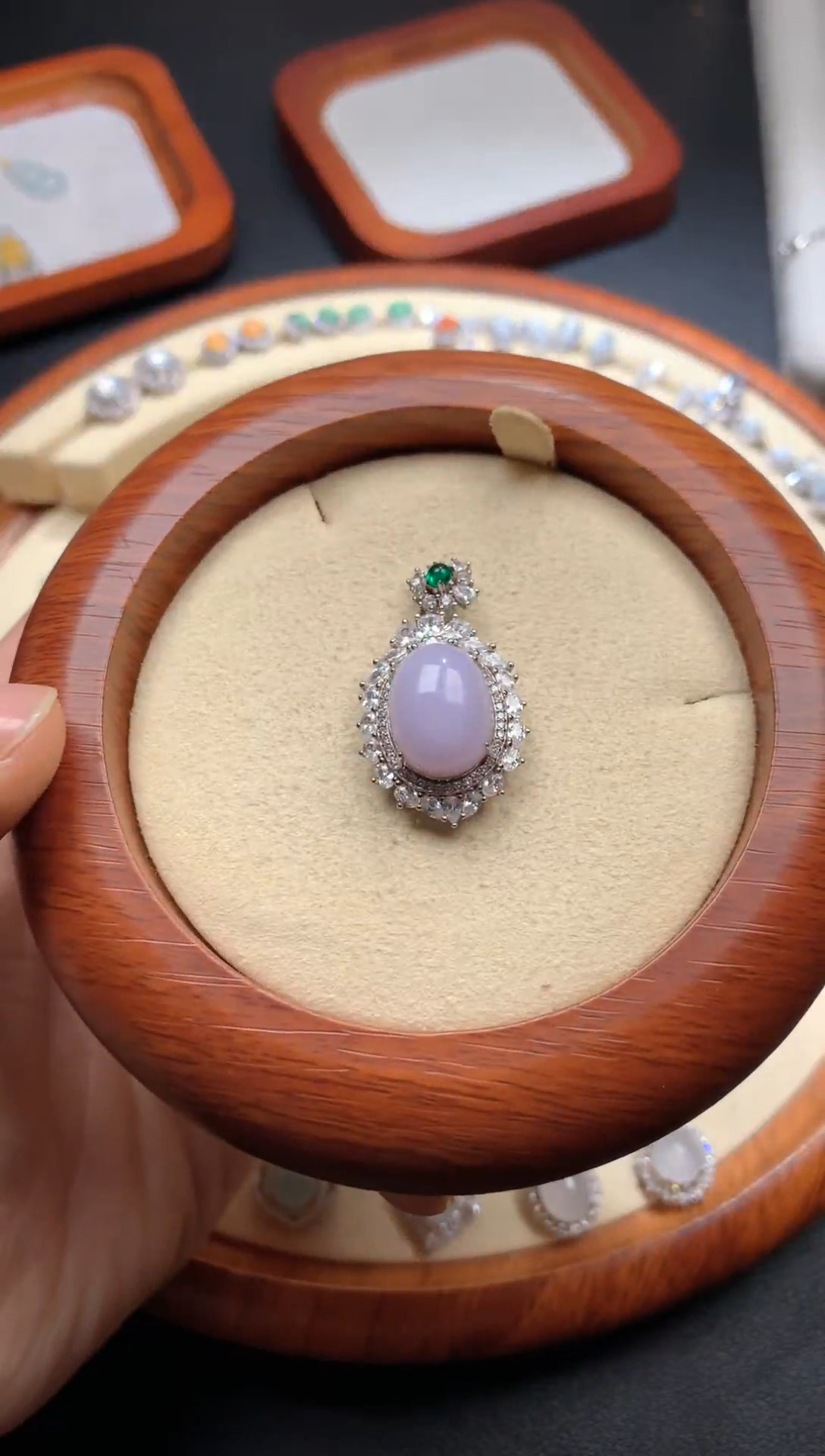 【闪购商品】翡翠吊坠(不含链)银S925镶嵌s925银 紫蛋面吊坠