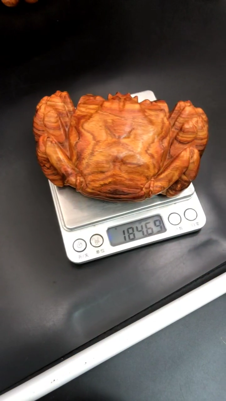 把件黄花梨/降香黄檀海黄野生中性料螃蟹把件下播炸