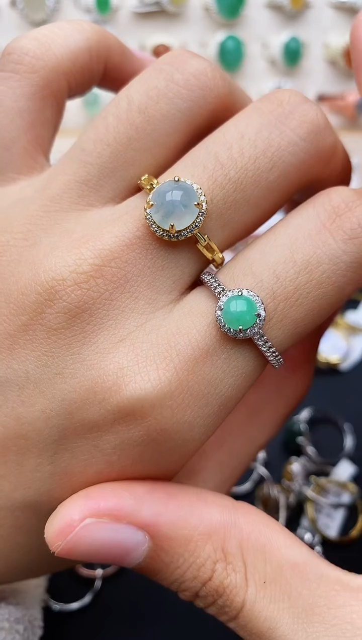 【闪购商品】翡翠戒指银S925镶嵌缅甸翡翠