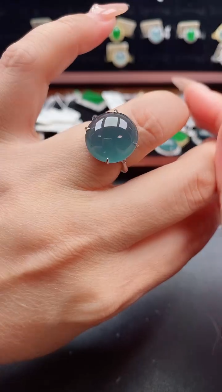 银S925镶嵌戒指翡翠1