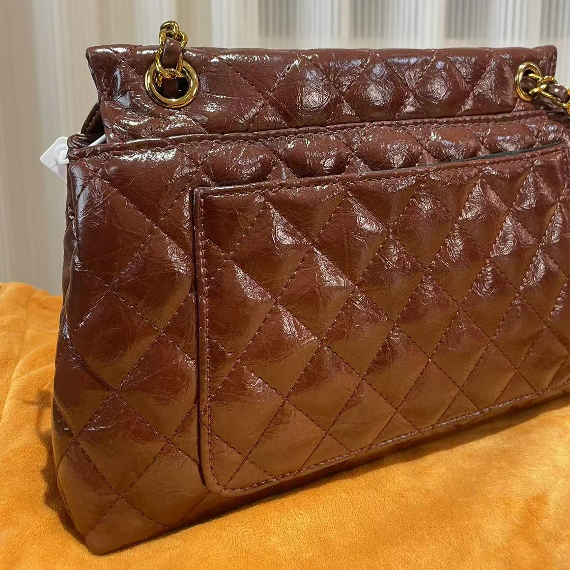 HIRMRIS手工真皮包550726-咖  菱格折盖阳