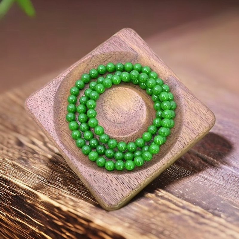 【恩上珠宝】缅甸产地天然玉石 150 辣苹果绿三圈6mm