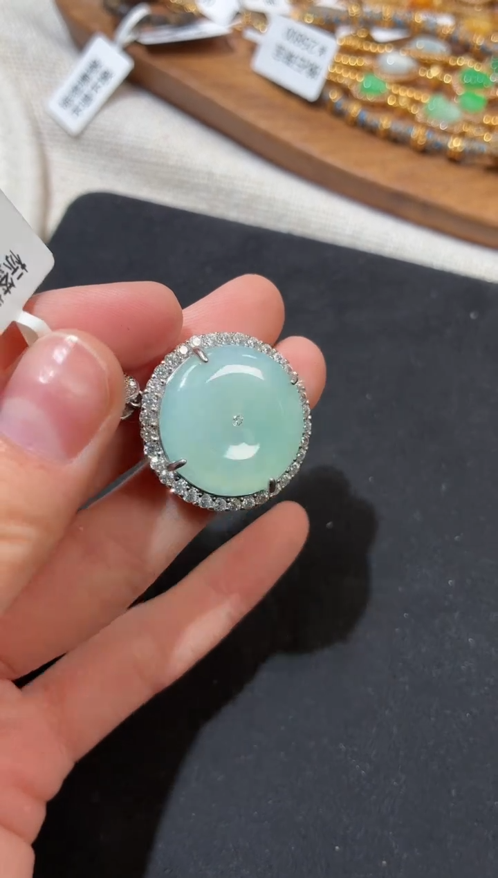 吊坠(不含链)银S925镶嵌翡翠吊坠