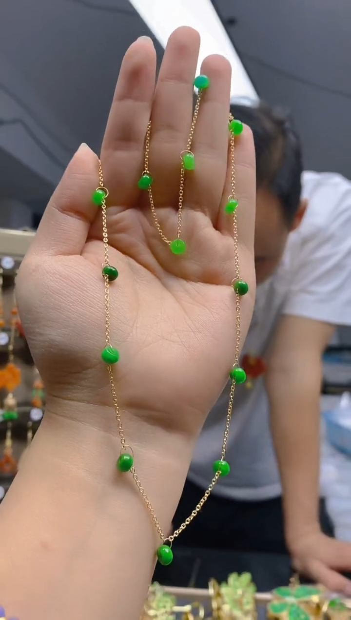 【闪购商品】翡翠耳饰合金0239翡翠锁骨链