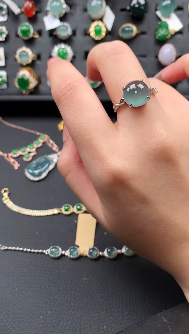 【闪购商品】翡翠戒指银S925镶嵌52141