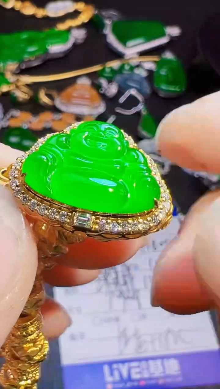 足金镶嵌手链翡翠美*洋翡翠